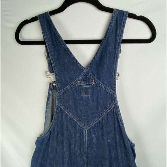 Vintage GAP Baggy Overalls Womens Medium Dark Blue Wash Denim Wide Leg Grunge - Picture 8 of 10